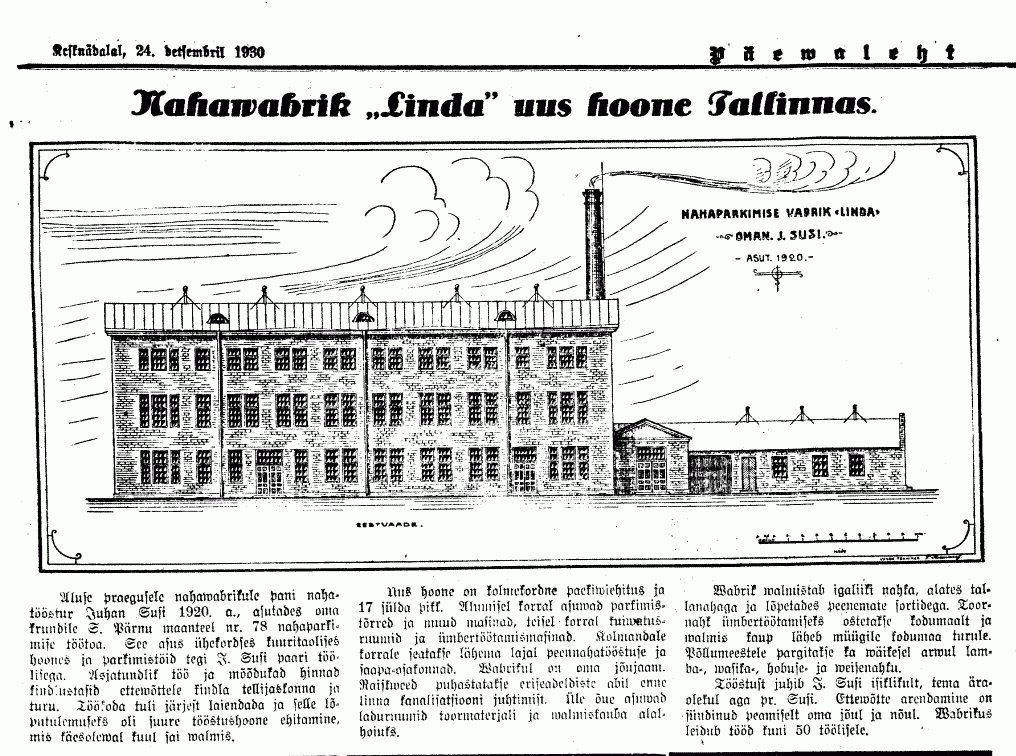 Artikkel Päewalehes 24.12.1930